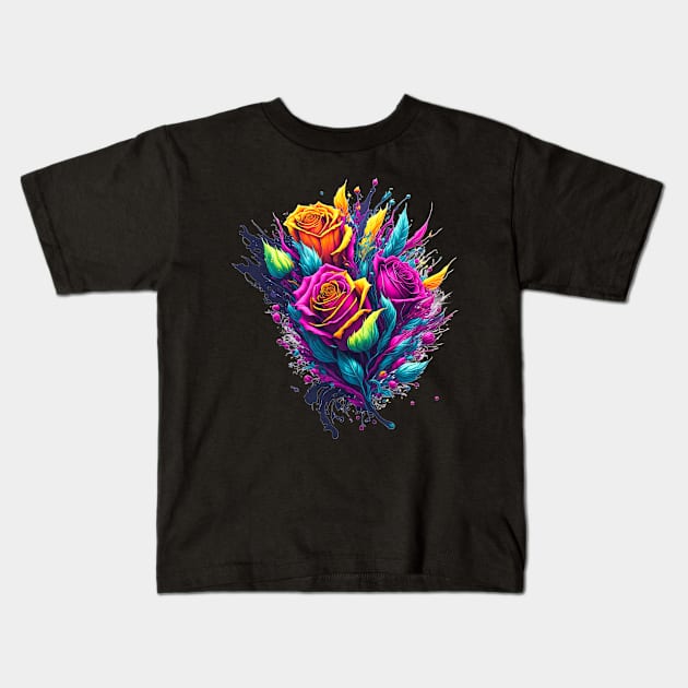 Ink Roses Kids T-Shirt by nnorbi